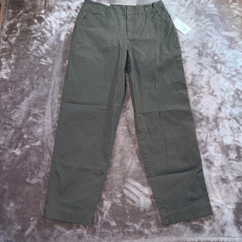 A New Day Straight Chino Pants Women 4 Regular Olive Green NEW High Rise Stretch